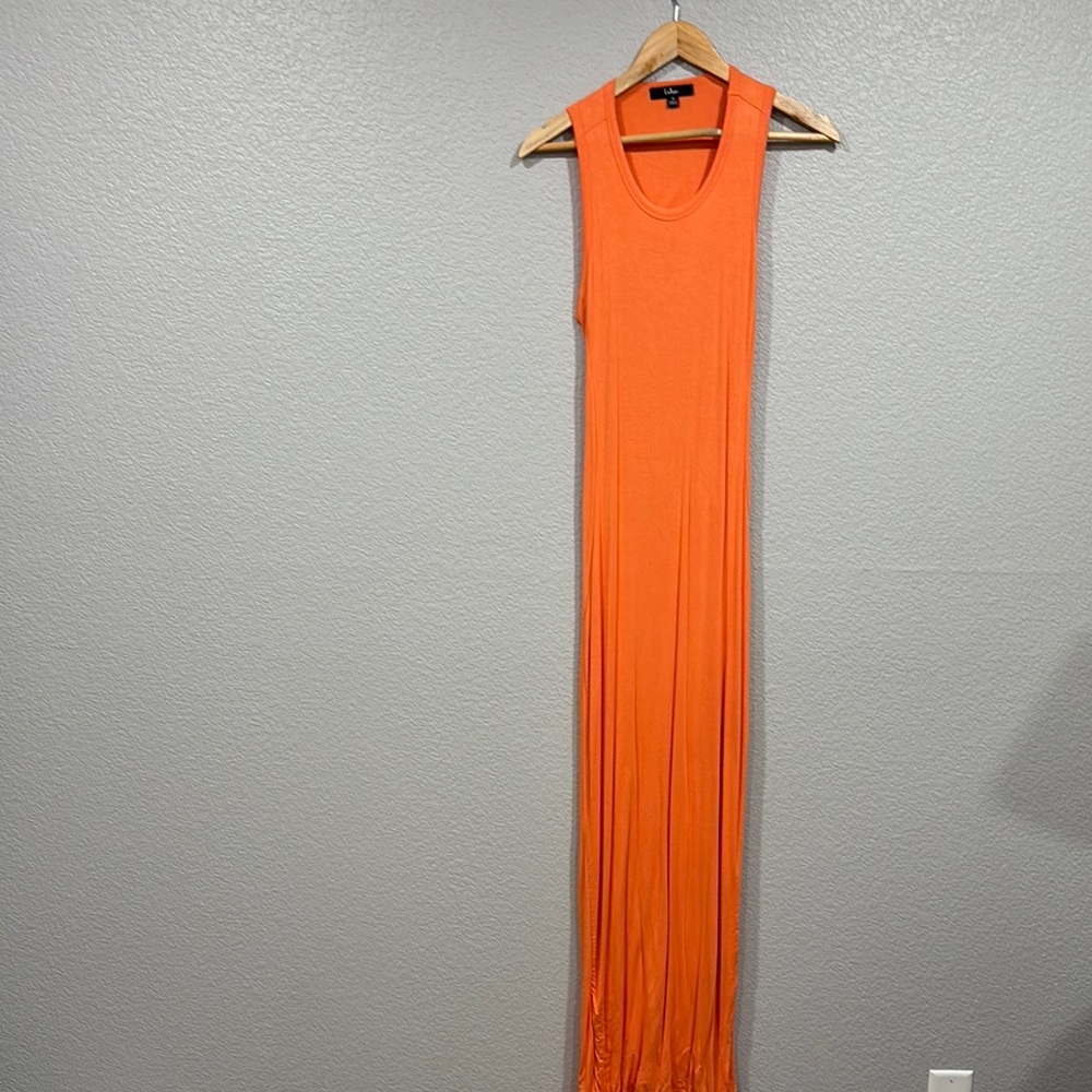 Lulu's Bright Orange Sleeveless Maxi Dress